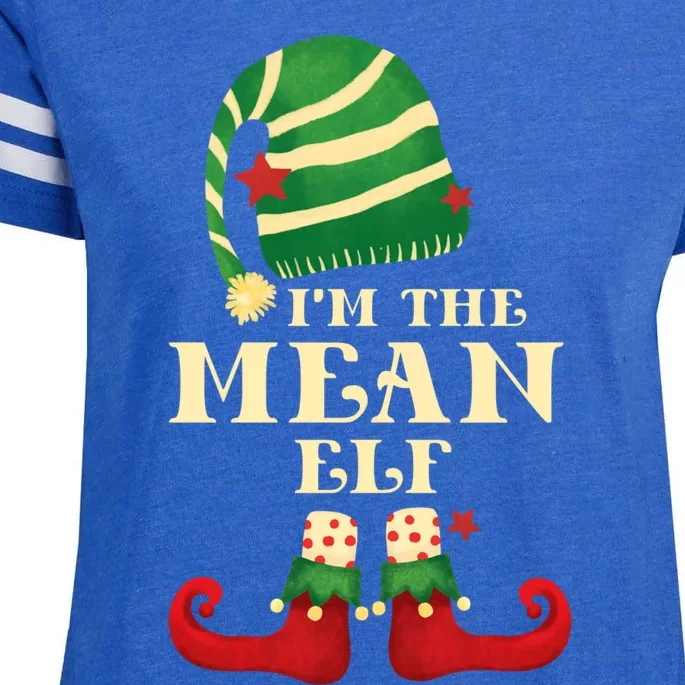 Santa The Mean Elf Christmas Matching Family Coworker Group Cute Gift Enza Ladies Jersey Football T-Shirt