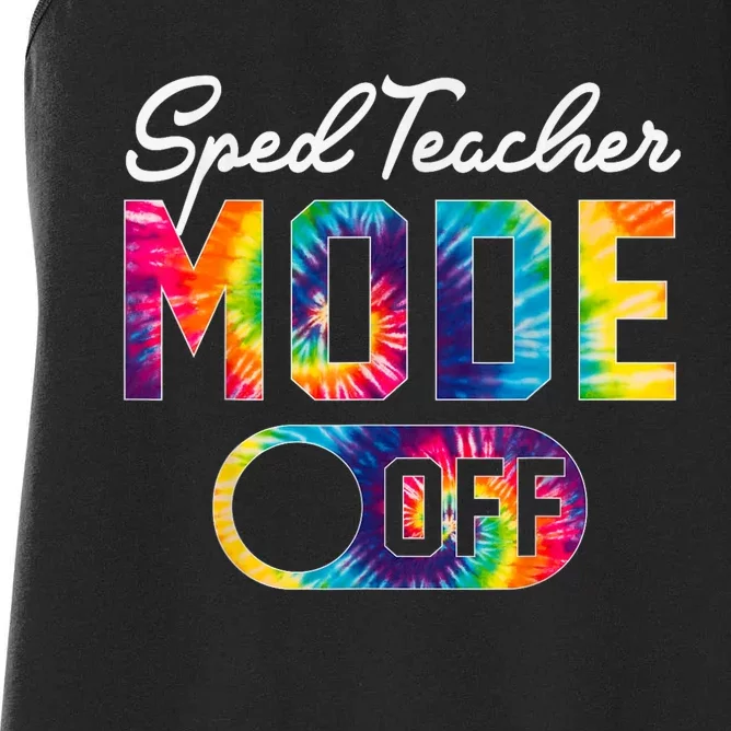 Sped Teacher Mode Off Last Day Of School Tie Dye Summer Women's Racerback Tank