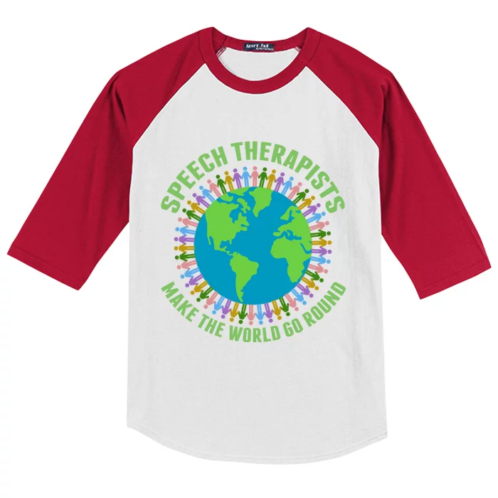 Speech Therapists Make The World Go Round Cute Slp Meaningful Gift Kids Colorblock Raglan Jersey