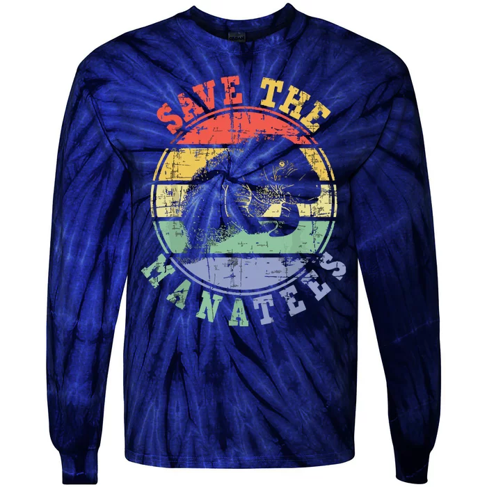 Save The Manatees Manatee Lover Zookeeper Marine Biologist Tie-Dye Long Sleeve Shirt