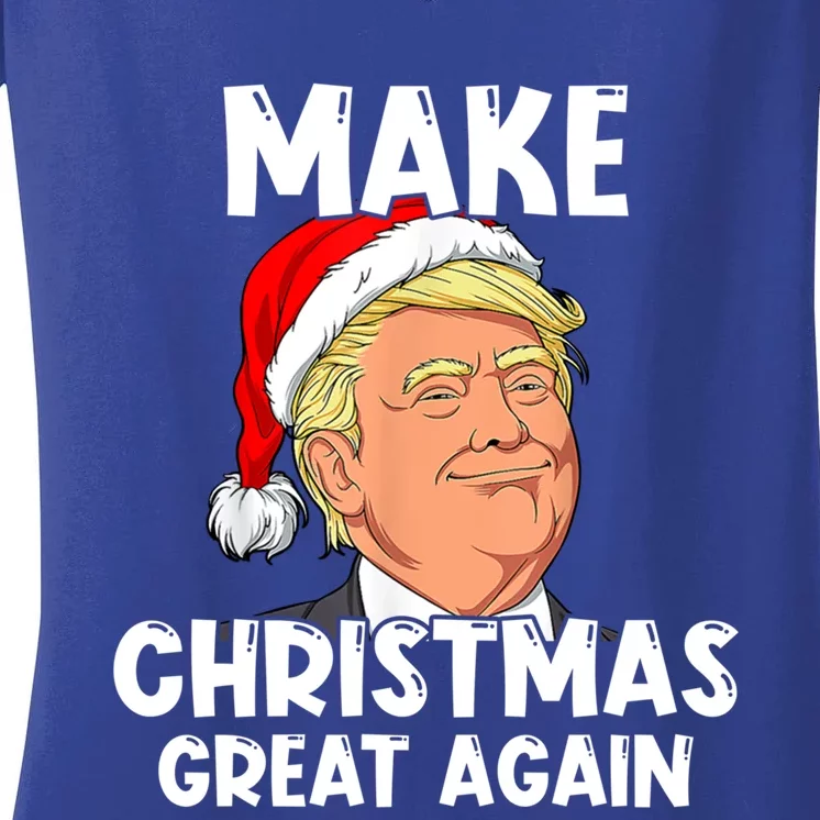 Santa Trump Make Christmas Great Again Matching Pajamas Great Gift Women's V-Neck T-Shirt