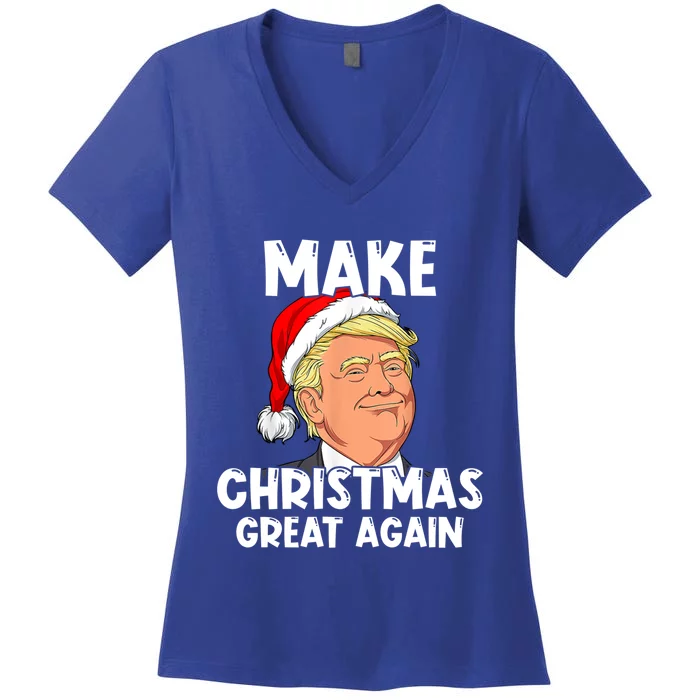 Santa Trump Make Christmas Great Again Matching Pajamas Great Gift Women's V-Neck T-Shirt