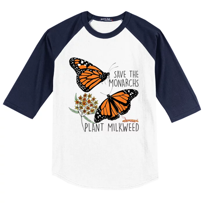 Save The Monarchs Plant Some Milkweed Butterfly Gift Meaningful Gift Baseball Sleeve Shirt