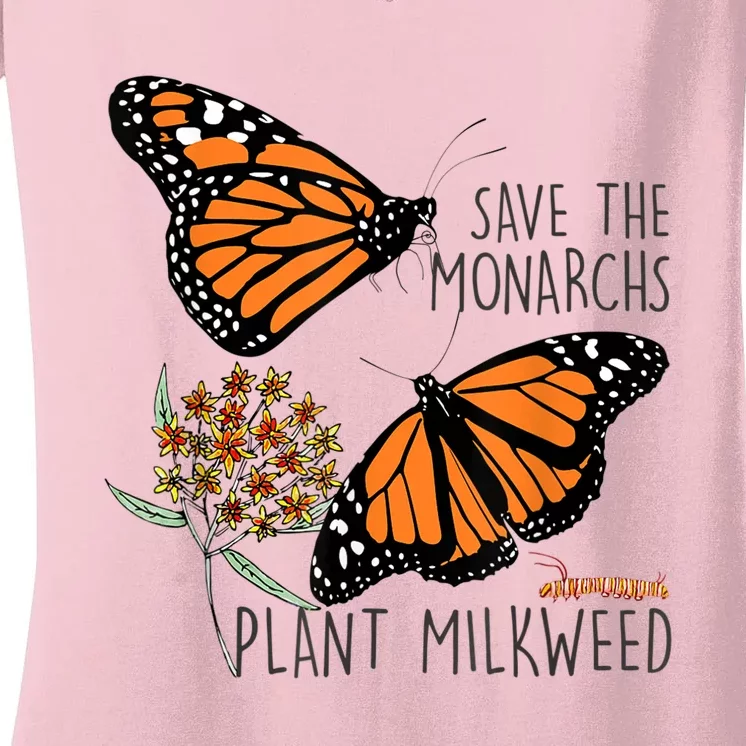 Save The Monarchs Plant Some Milkweed Butterfly Gift Meaningful Gift Women's V-Neck T-Shirt