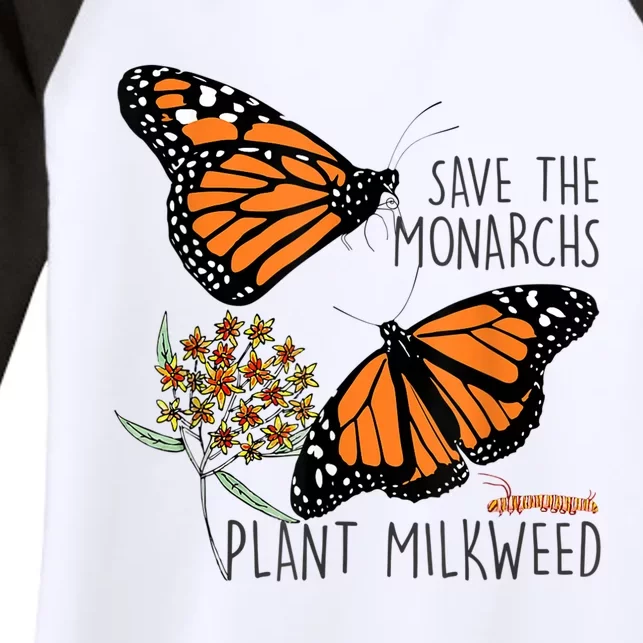 Save The Monarchs Plant Some Milkweed Butterfly Gift Meaningful Gift Women's Tri-Blend 3/4-Sleeve Raglan Shirt