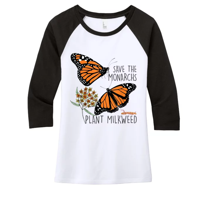 Save The Monarchs Plant Some Milkweed Butterfly Gift Meaningful Gift Women's Tri-Blend 3/4-Sleeve Raglan Shirt