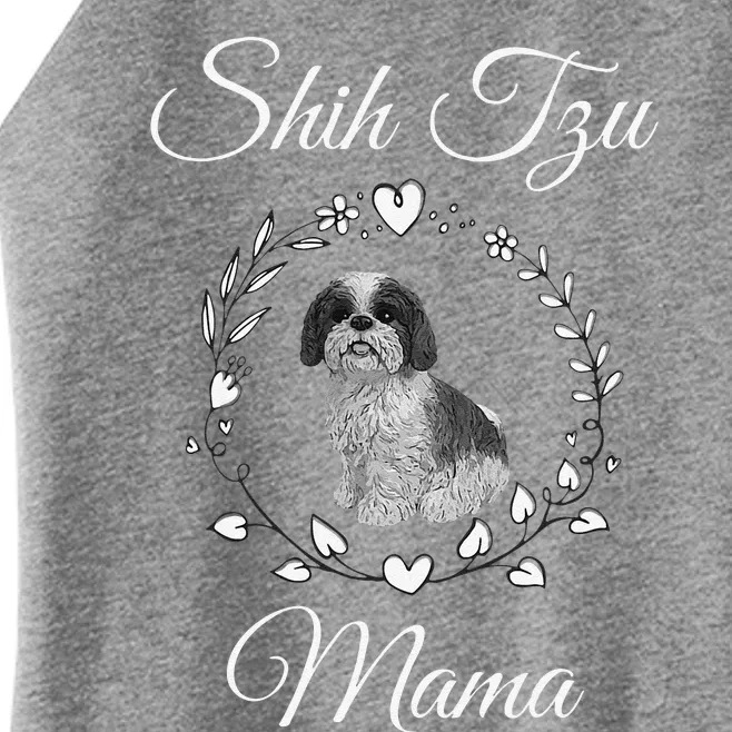 Shih Tzu Mama Funny Dog Lover Mothers Day Shitzu Dog Gift Women’s Perfect Tri Rocker Tank