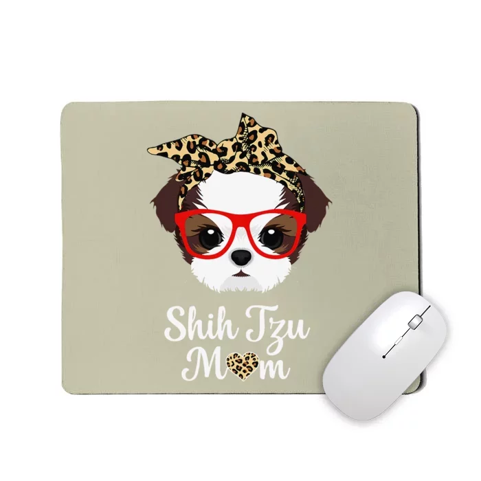 Shih Tzu Mom Leopard Print Dog Puppy Lovers Mothers Day Mousepad