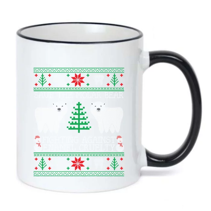 Save The Molar Bear Dental Dentist Ugly Christmas Sweaters Gift Black Color Changing Mug