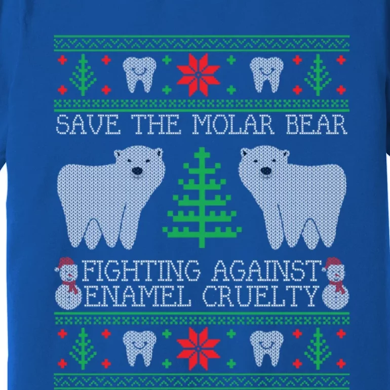 Save The Molar Bear Dental Dentist Ugly Christmas Sweaters Gift Premium T-Shirt