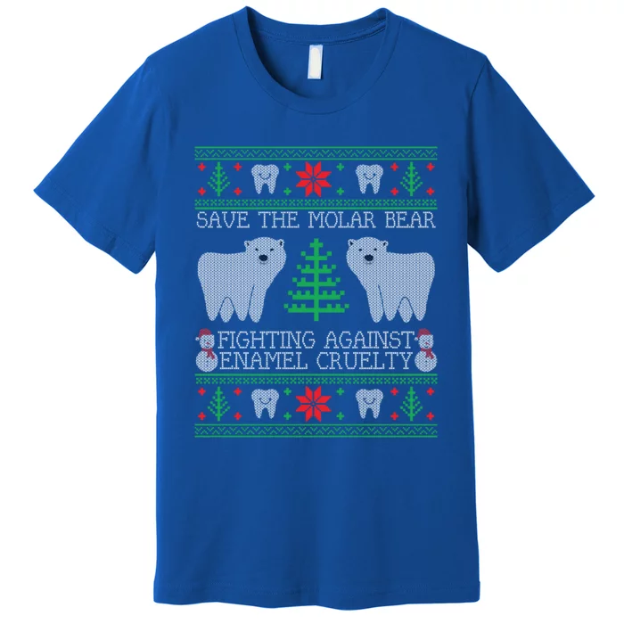 Save The Molar Bear Dental Dentist Ugly Christmas Sweaters Gift Premium T-Shirt