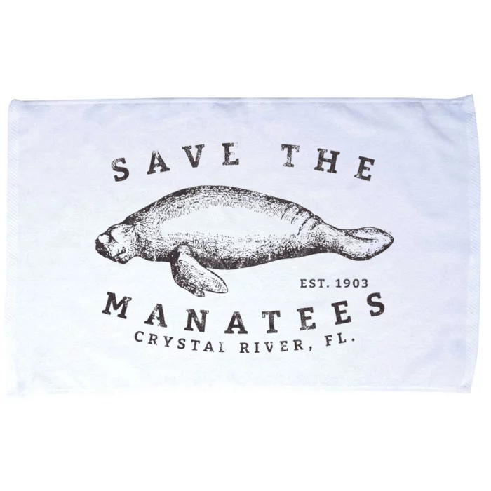 Save The Manatee Crystal River Fl Vinatage Sea Cow Gift Microfiber Hand Towel