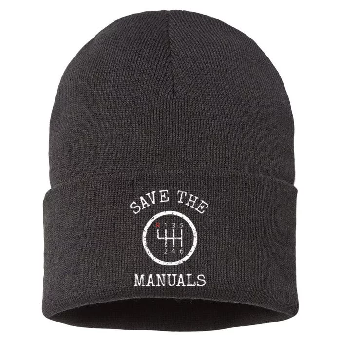 Save The Manuals Stick Shift Car Lover Sustainable Knit Beanie