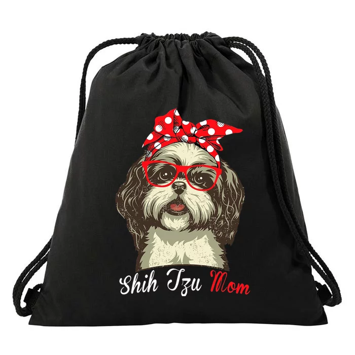 Shih Tzu Mama Funny Dog Lover Mothers Day Shitzu Dog Gift Drawstring Bag