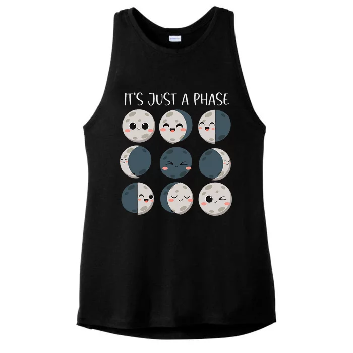 Science Teacher Moon Phases Scientist Ladies Tri-Blend Wicking Tank