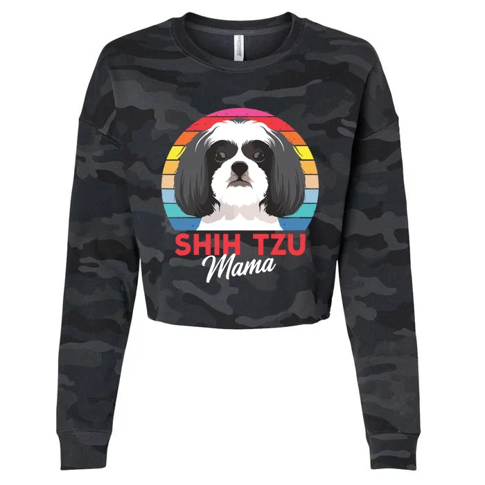 Shih Tzu Mama Cute Shih Tzu Dog Mom Funny Gift Cropped Pullover Crew