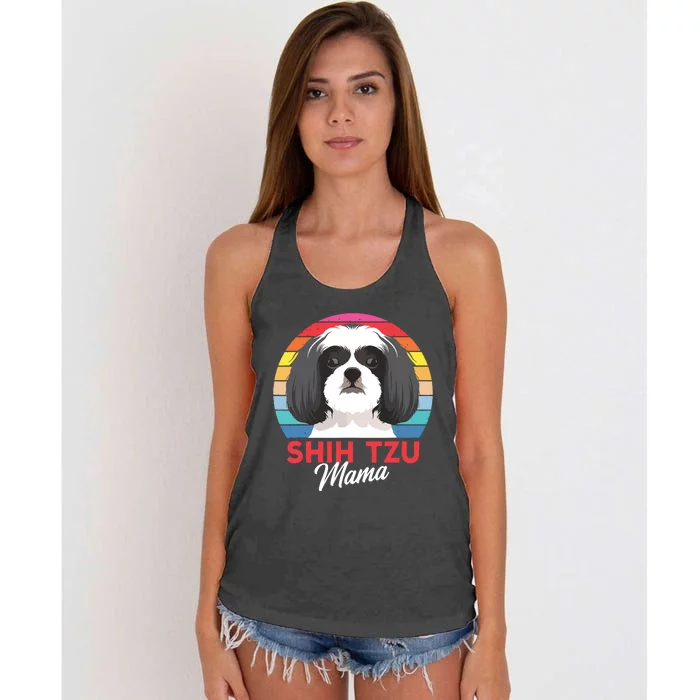 Shih Tzu Mama Cute Shih Tzu Dog Mom Funny Gift Women's Knotted Racerback Tank