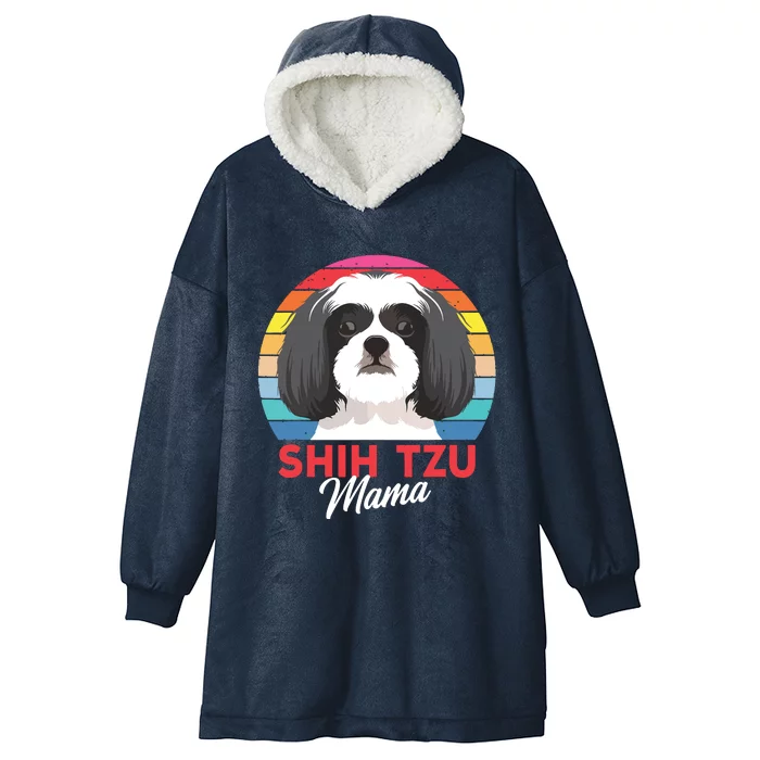 Shih Tzu Mama Cute Shih Tzu Dog Mom Funny Gift Hooded Wearable Blanket