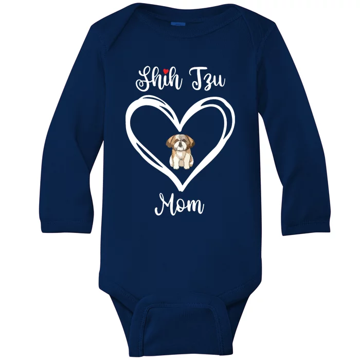 Shih Tzu Mama I Love My Shih Tzu Mom Baby Long Sleeve Bodysuit