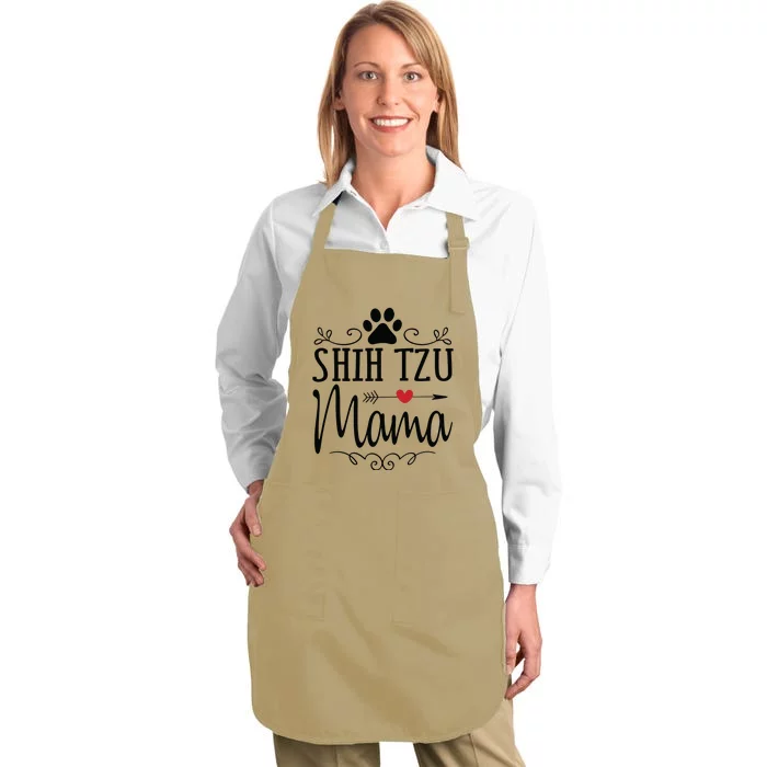 Shih Tzu Mama Shih Tzu Mama Gift For Shih Tzu Lover Full-Length Apron With Pocket