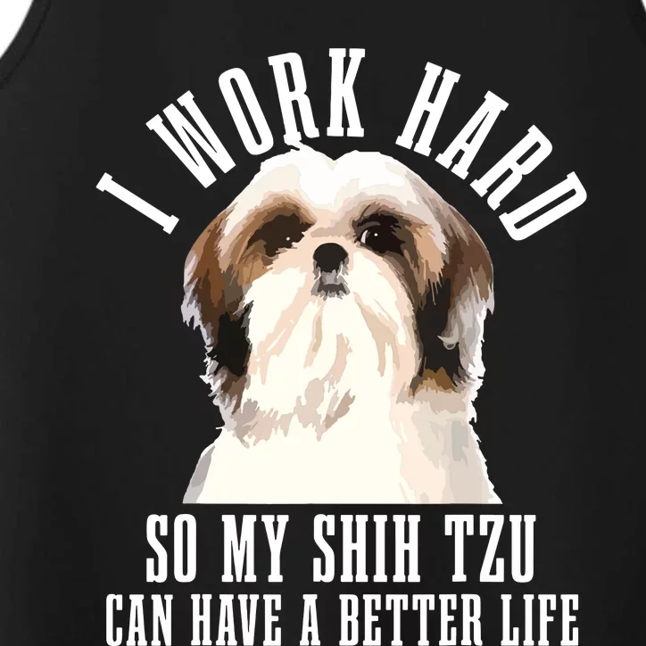 Shih Tzu Mom Dog Dad Funny Shih Tzu Performance Tank