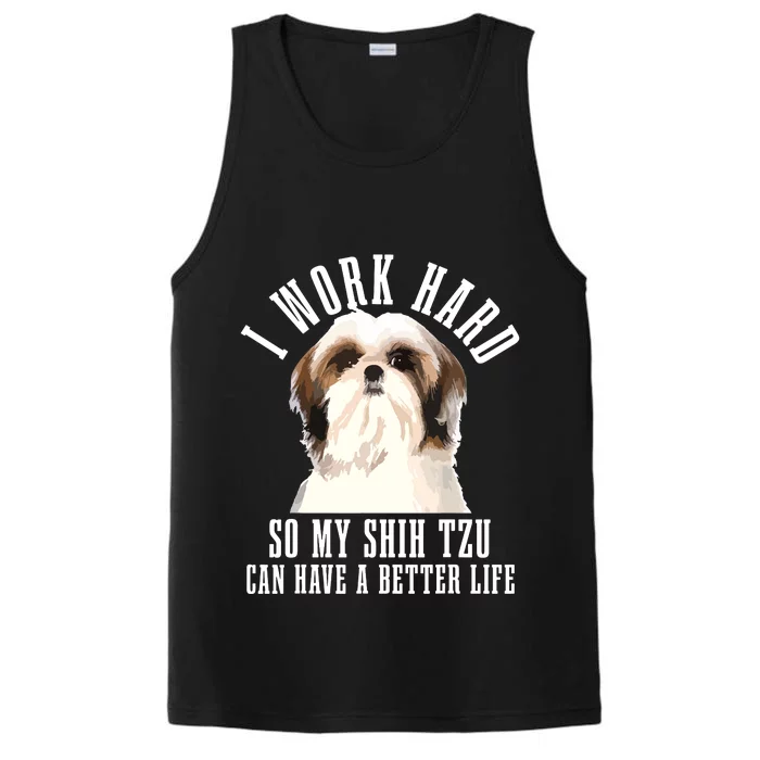 Shih Tzu Mom Dog Dad Funny Shih Tzu Performance Tank