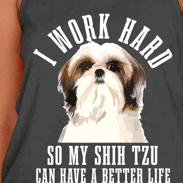 Shih Tzu Mom Dog Dad Funny Shih Tzu Women's Knotted Racerback Tank