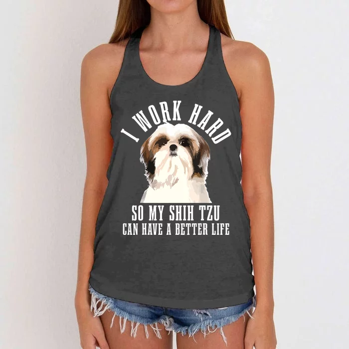 Shih Tzu Mom Dog Dad Funny Shih Tzu Women's Knotted Racerback Tank