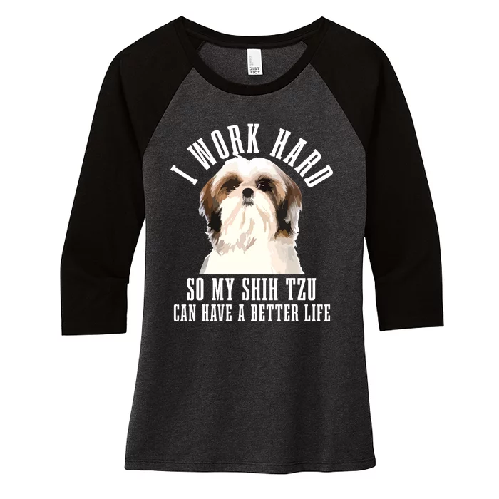 Shih Tzu Mom Dog Dad Funny Shih Tzu Women's Tri-Blend 3/4-Sleeve Raglan Shirt