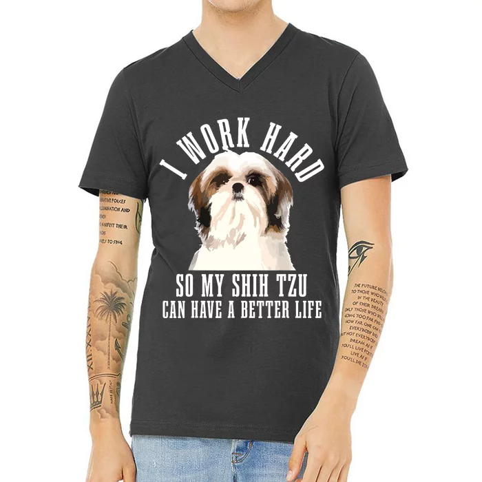 Shih Tzu Mom Dog Dad Funny Shih Tzu V-Neck T-Shirt