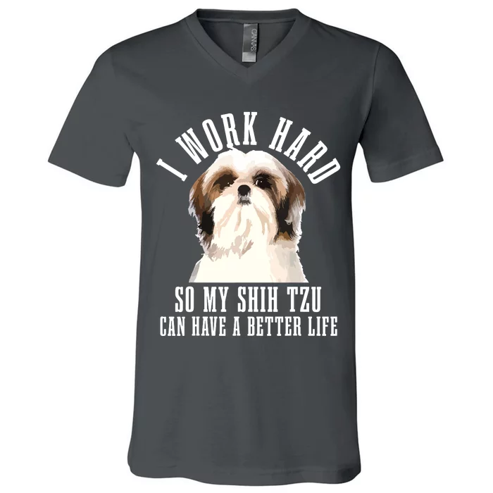 Shih Tzu Mom Dog Dad Funny Shih Tzu V-Neck T-Shirt