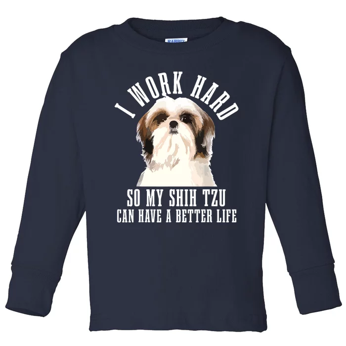 Shih Tzu Mom Dog Dad Funny Shih Tzu Toddler Long Sleeve Shirt