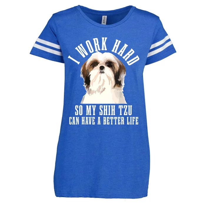 Shih Tzu Mom Dog Dad Funny Shih Tzu Enza Ladies Jersey Football T-Shirt