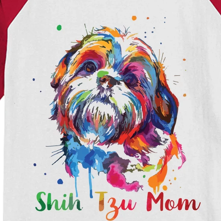 Shih Tzu Mom Shih Tzu Dog Lovers Mothers Day Gifts Kids Colorblock Raglan Jersey