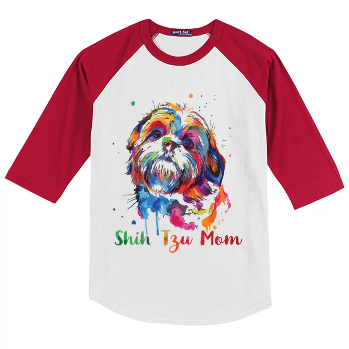 Shih Tzu Mom Shih Tzu Dog Lovers Mothers Day Gifts Kids Colorblock Raglan Jersey