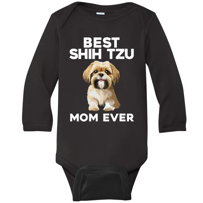 =Shih Tzu Mom Design For Women Dog Lover Shih Tzu Baby Long Sleeve Bodysuit