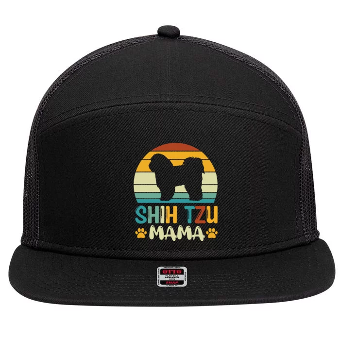 Shih Tzu Mama 7 Panel Mesh Trucker Snapback Hat