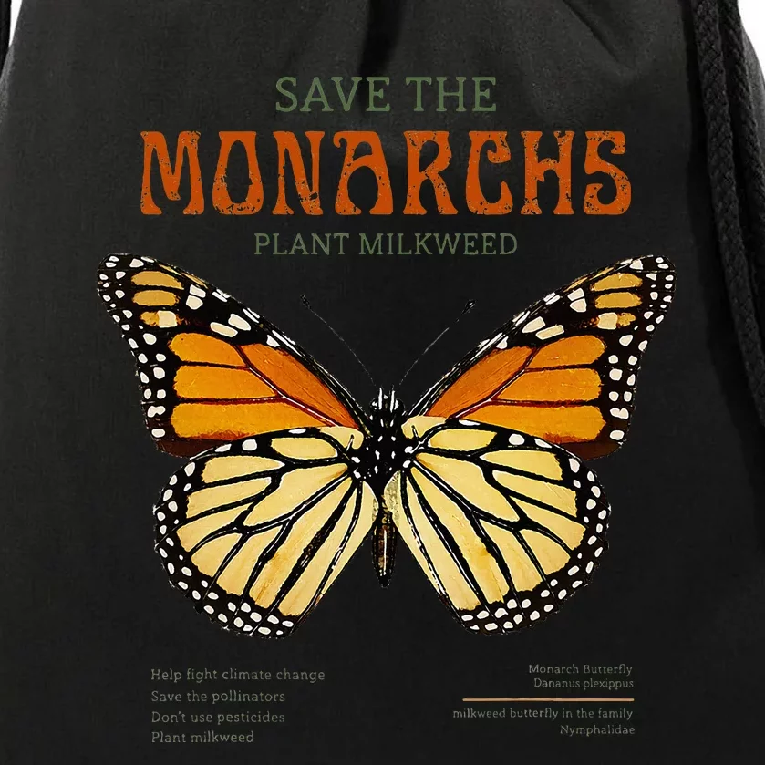 Save The Monarchs Plant More Milkweed Butterfly Danainae Drawstring Bag