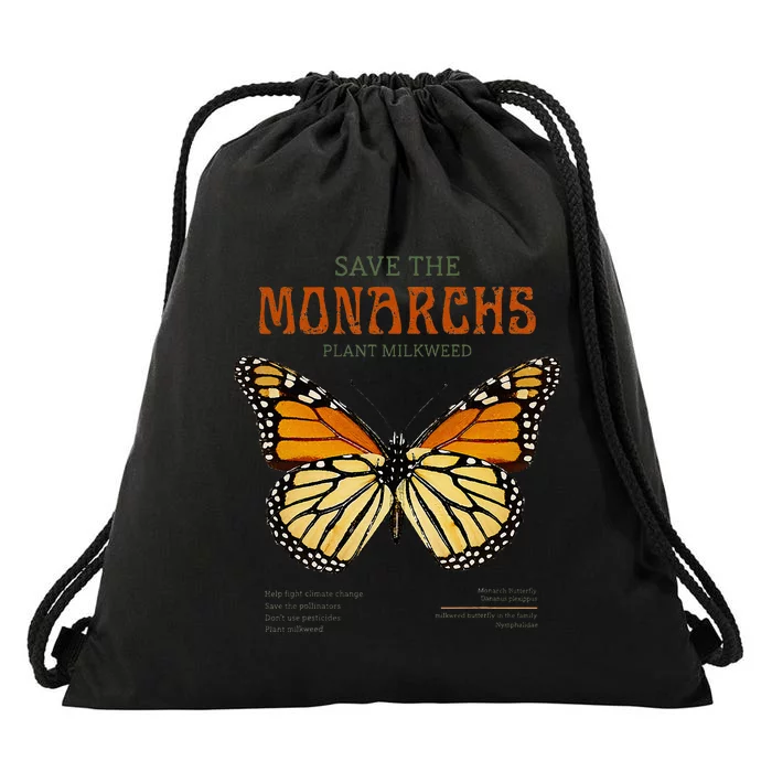 Save The Monarchs Plant More Milkweed Butterfly Danainae Drawstring Bag