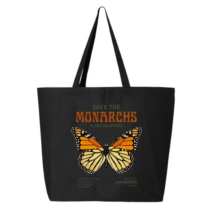 Save The Monarchs Plant More Milkweed Butterfly Danainae 25L Jumbo Tote