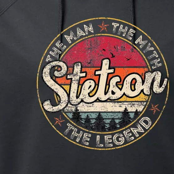 Stetson The Man The Myth The Legend Personalized Name Performance Fleece Hoodie