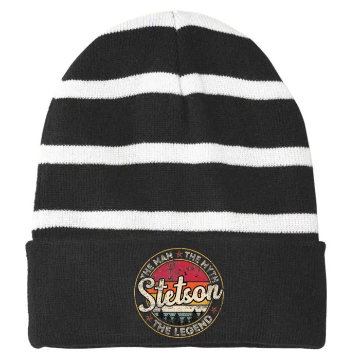 Stetson The Man The Myth The Legend Personalized Name Striped Beanie with Solid Band