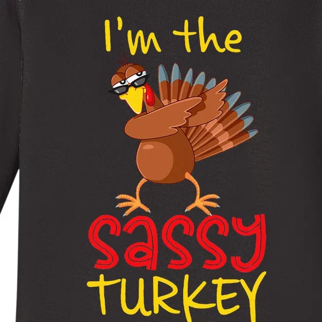 Sassy Turkey Matching Family Group Thanksgiving Party Baby Long Sleeve Bodysuit