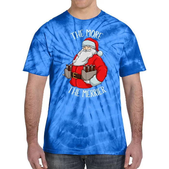 Santa The More The Merrier Christmas Beer Six Packs Funny Gift Tie-Dye T-Shirt