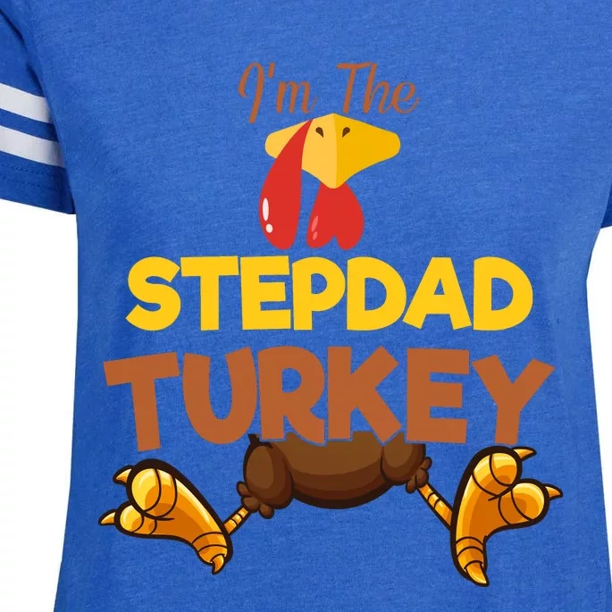 Stepdad Turkey Matching Family Group Thanksgiving Gifts Enza Ladies Jersey Football T-Shirt