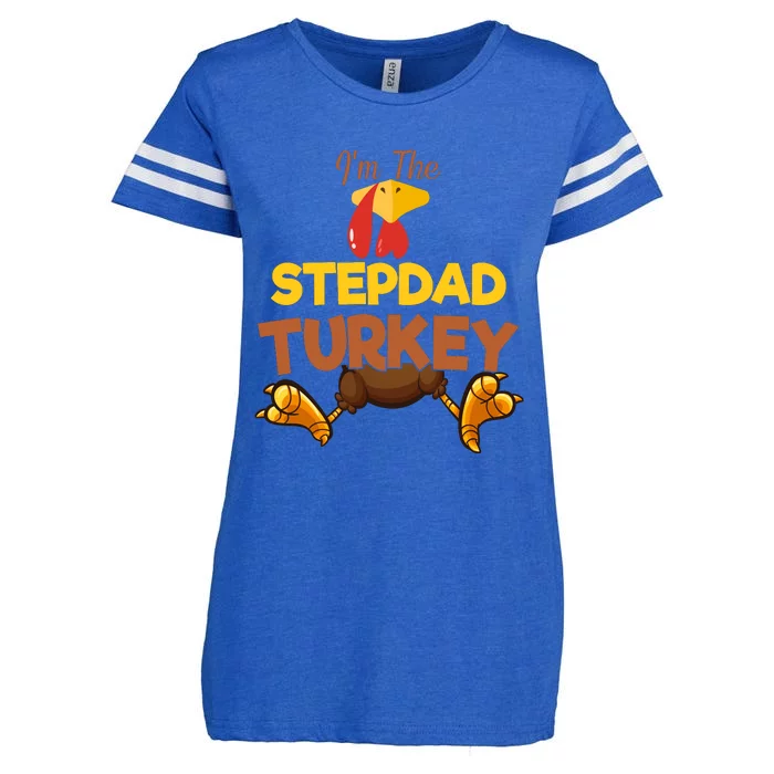 Stepdad Turkey Matching Family Group Thanksgiving Gifts Enza Ladies Jersey Football T-Shirt