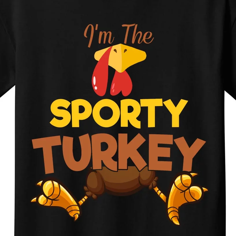 Sporty Turkey Matching Family Group Thanksgiving Gifts Kids T-Shirt