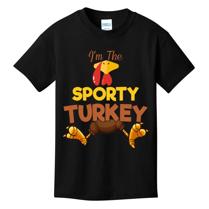 Sporty Turkey Matching Family Group Thanksgiving Gifts Kids T-Shirt