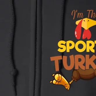 Sporty Turkey Matching Family Group Thanksgiving Gifts Full Zip Hoodie