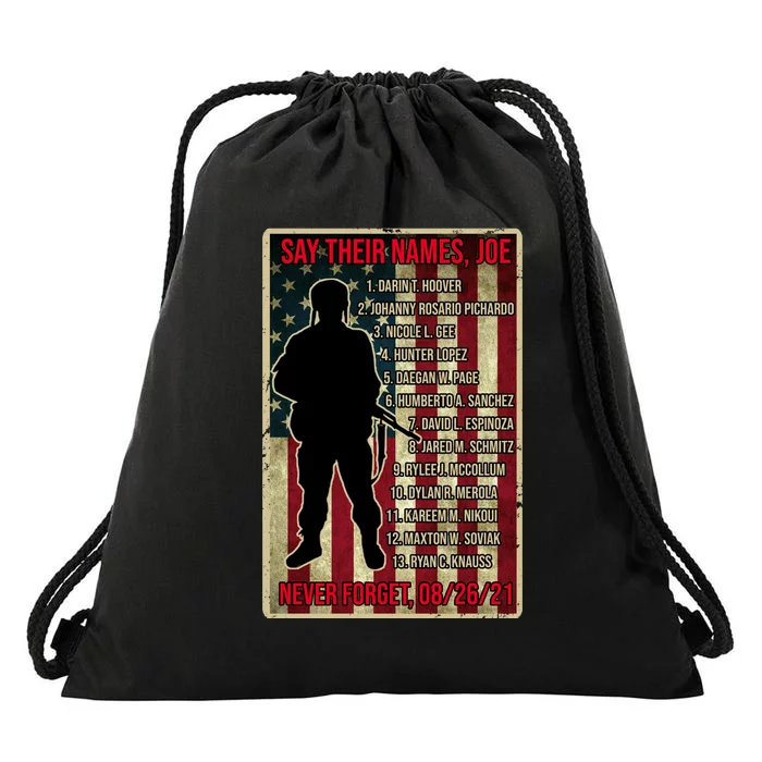 Say Their Names Joe Of 13 Fallen Soldiers Tribute Drawstring Bag